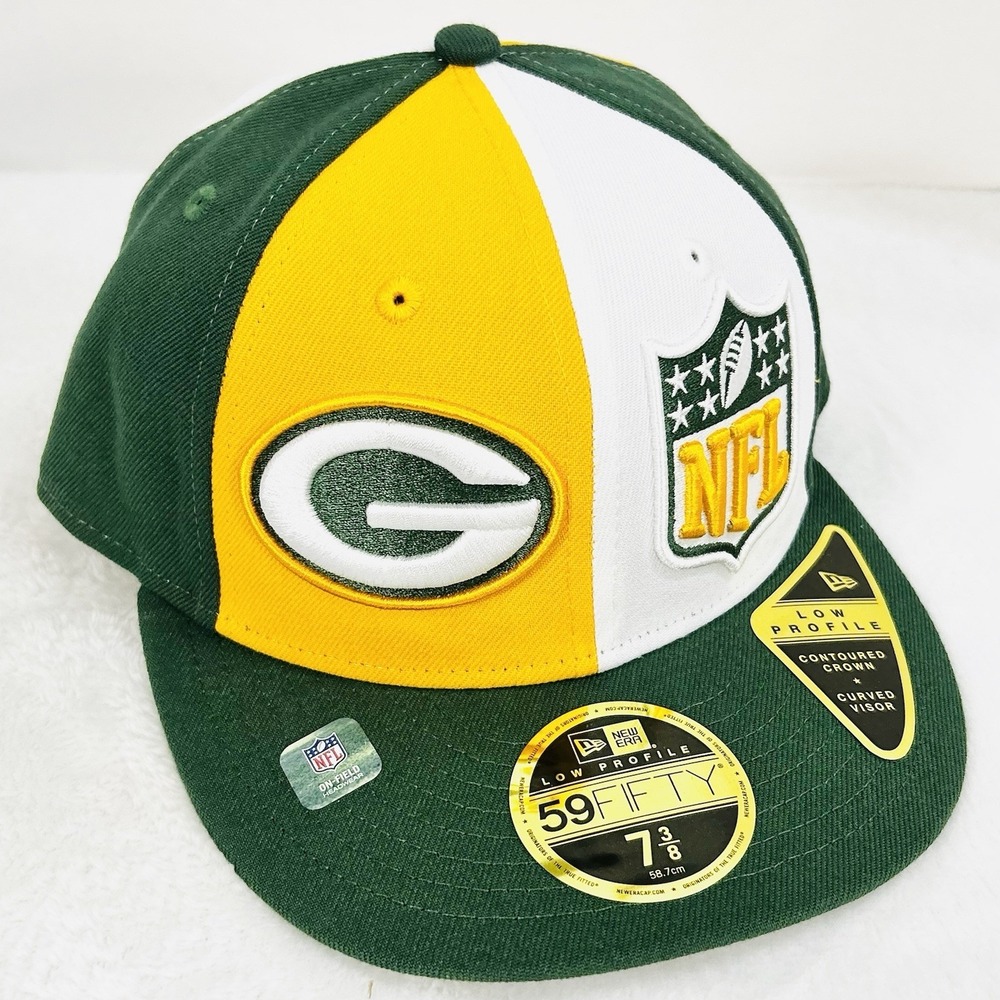 Green Bay Packers New Era Pinwheel NFL Low Profile 59FIFTY Fitted Hat Cap 7 3/8